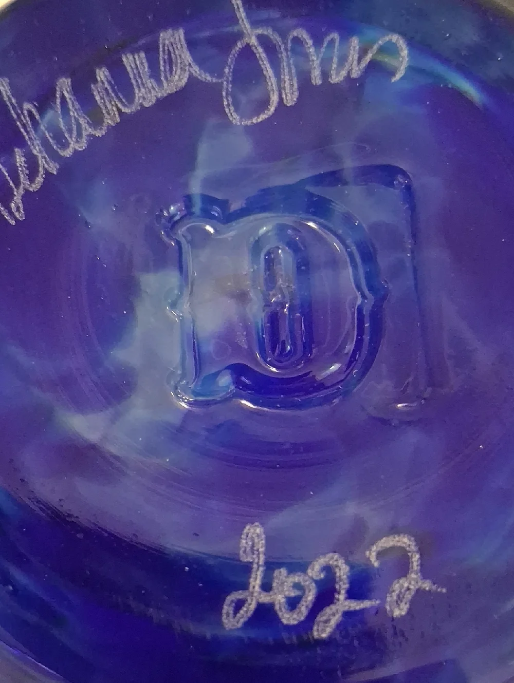 Votive Candle Holder. Art Glass In Lapis Blue  